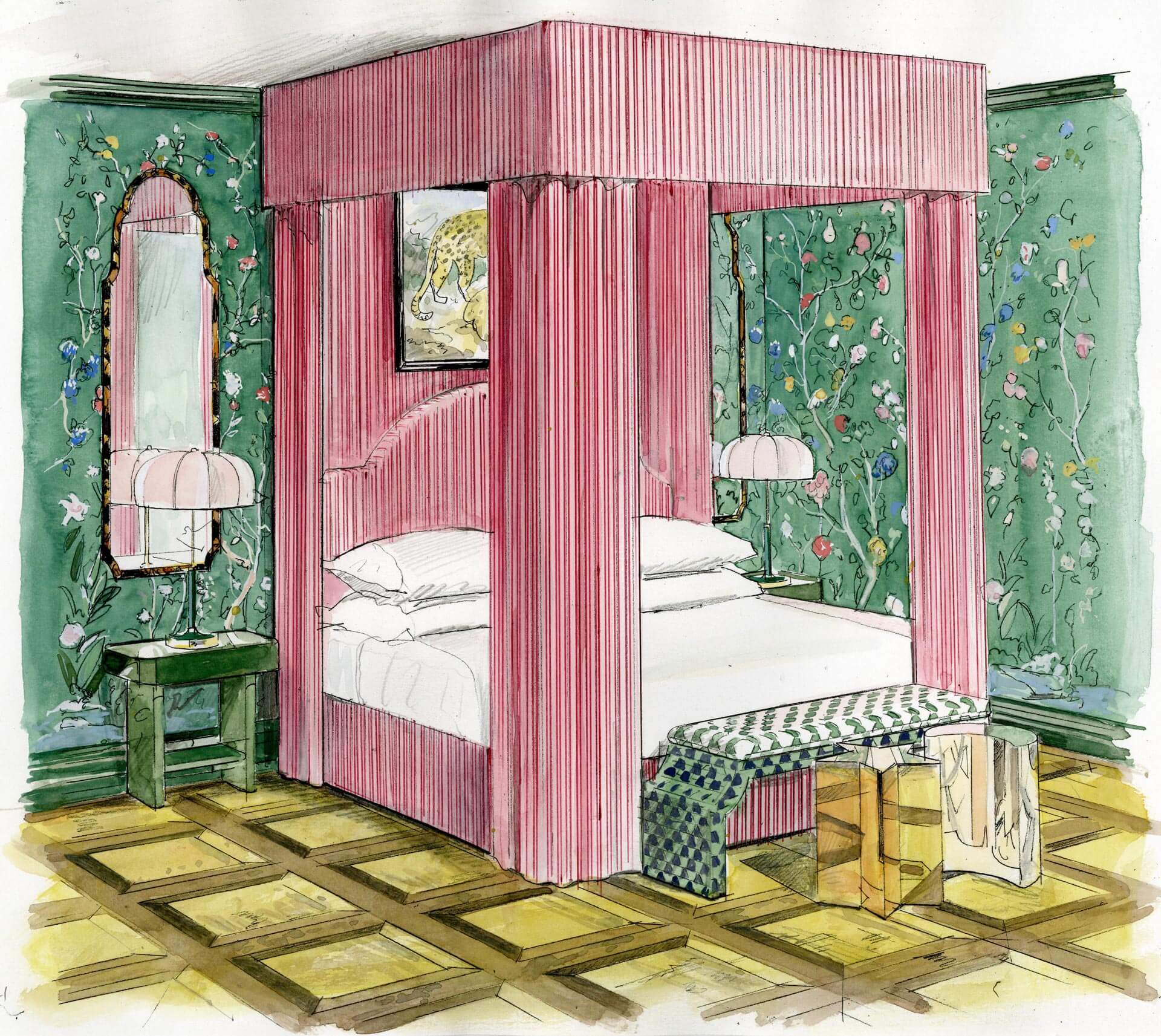 Liam Wales — Hand drawn interior design concept visual