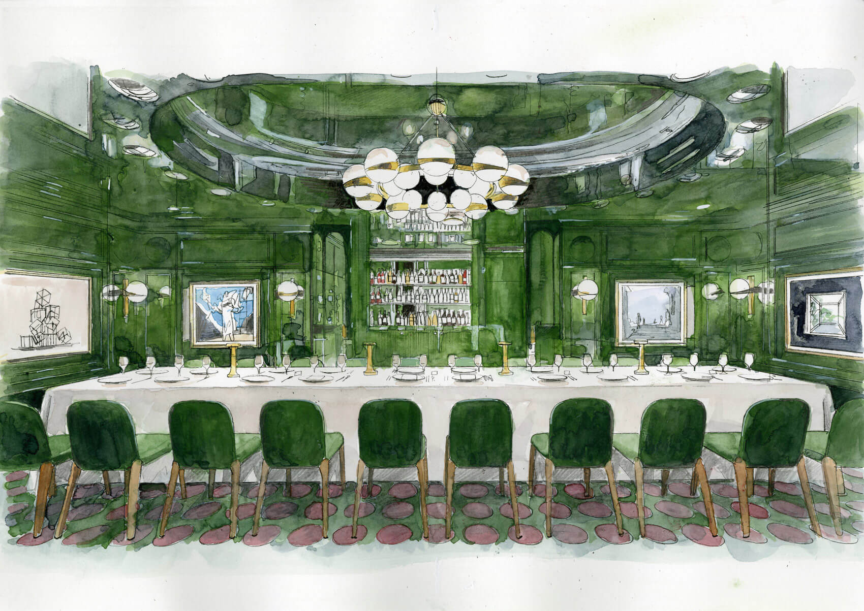 Liam Wales — Hand drawn interior design concept visual