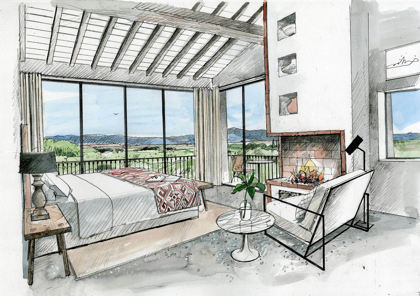 Liam Wales — Hand drawn interior design concept and visual