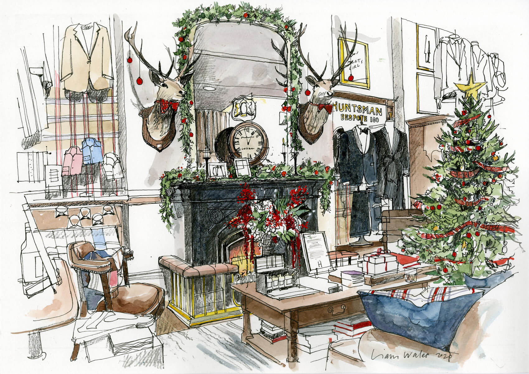 Liam Wales — Interior illustration for christmas card