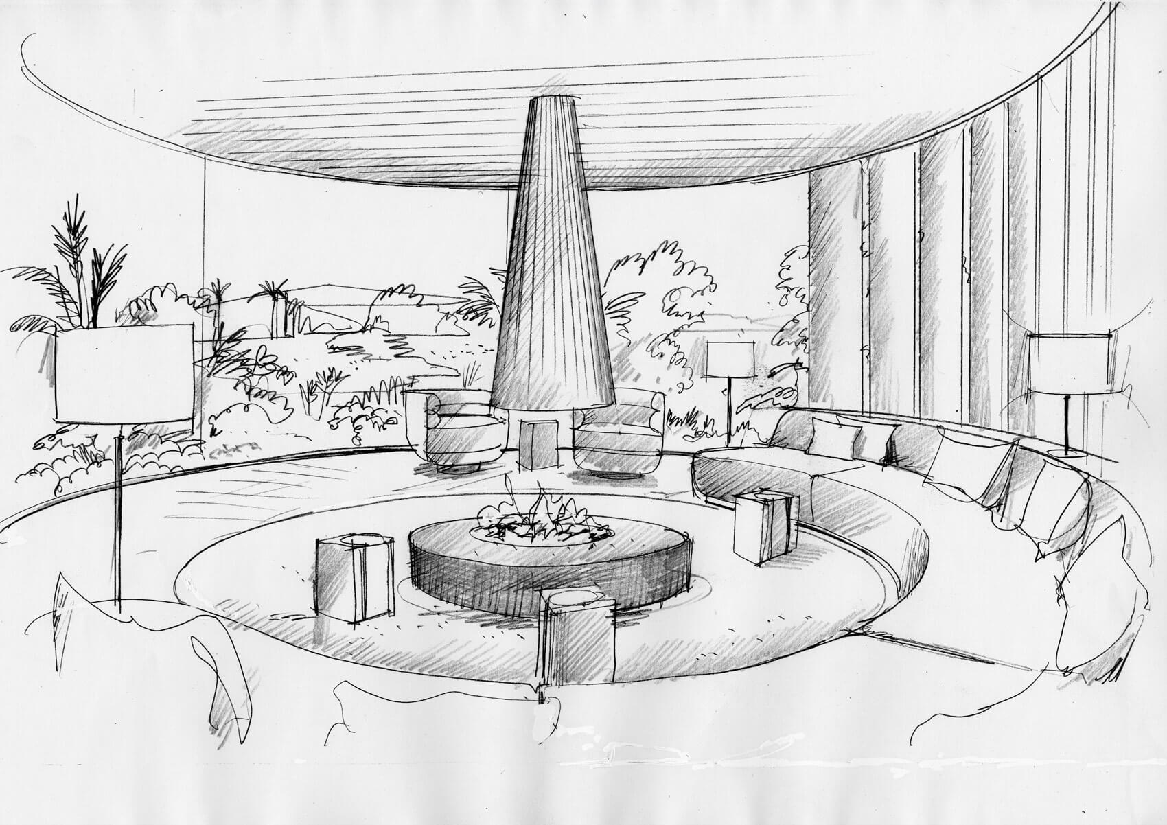 Liam Wales — Hand drawn interior design concept visual