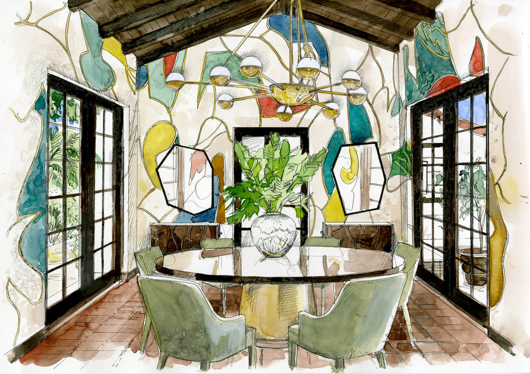 Liam Wales — Hand drawn interior design visual