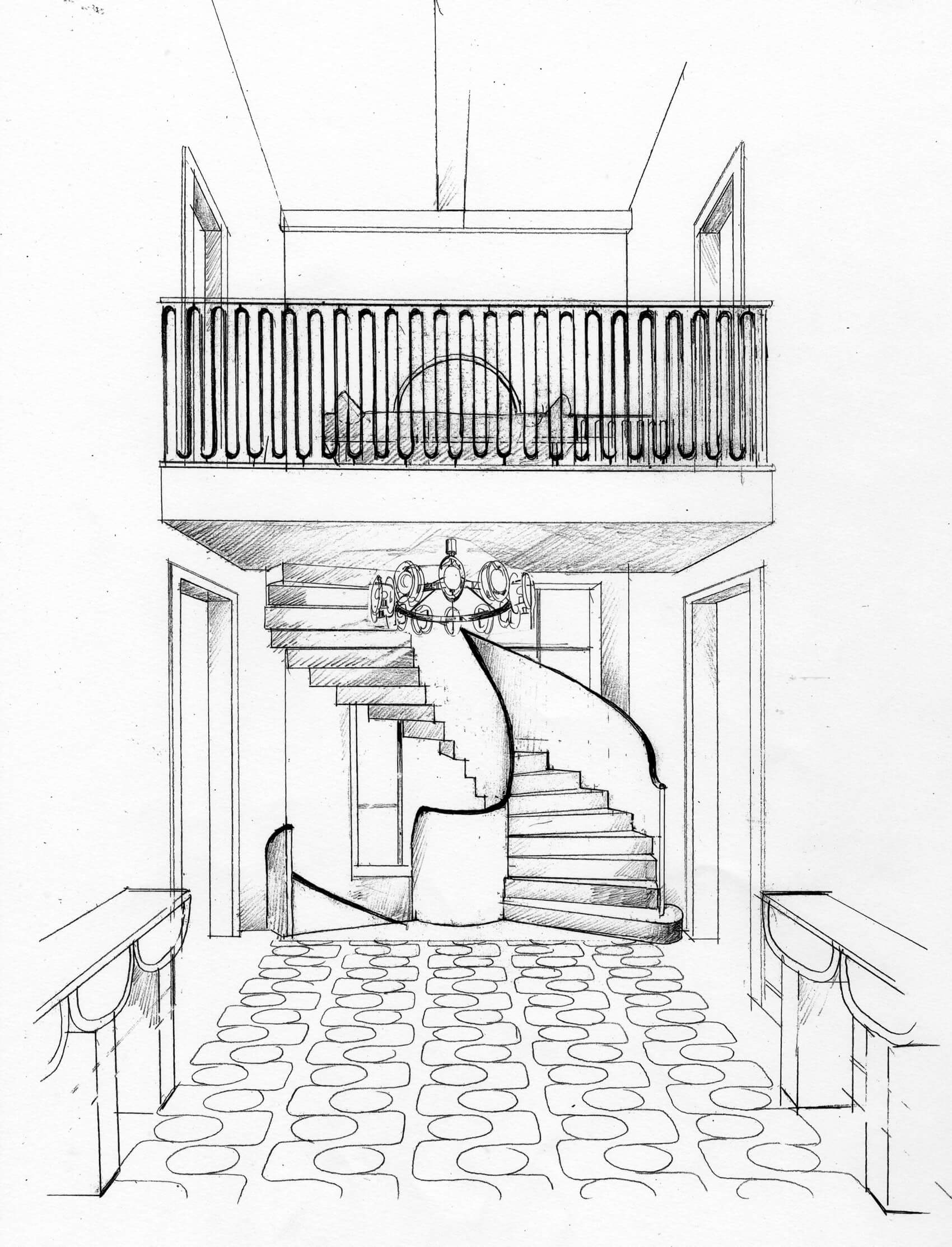 Liam Wales — Hand drawn interior design concept visual