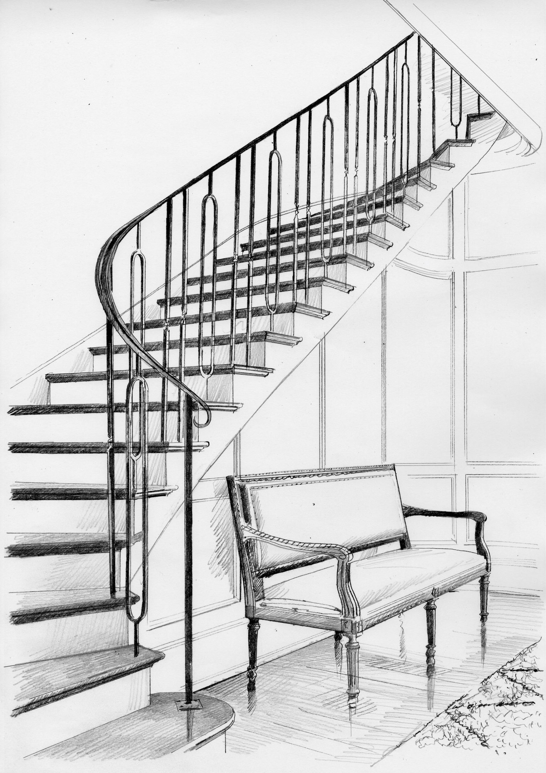 Liam Wales — Hand drawn interior design concept visual